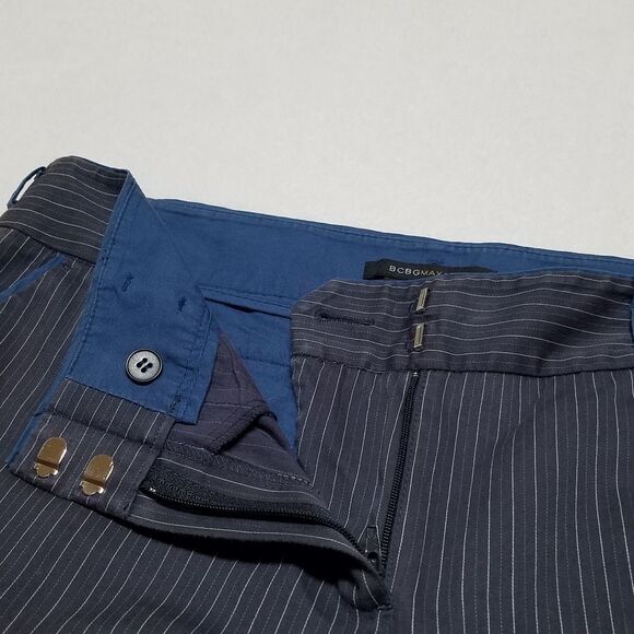BCBGMaxAzria Amanda Gray Blue Pinstripe Wide Leg Slacks Trousers 8 - Picture 12 of 16